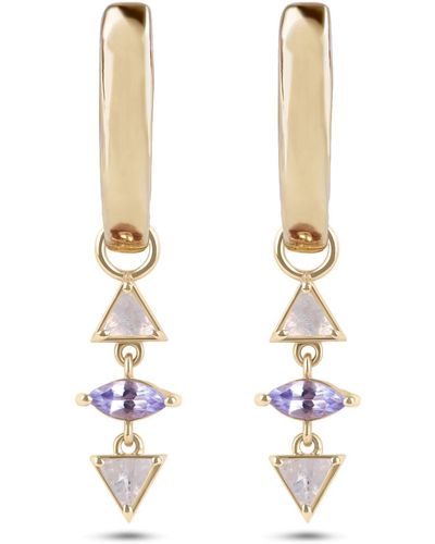 Zohreh V. Jewellery Trillion Moonstone & Tanzanite Hoop Earrings 9k Gold - Metallic
