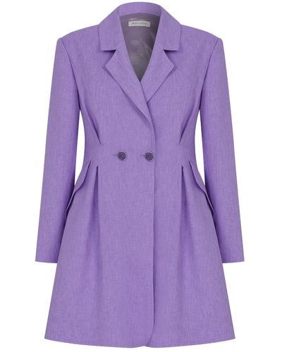 NAZLI CEREN Valerie Shoulder-padded Blazer Dress In Mauve Mist - Purple