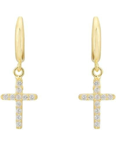 LÁTELITA London Divine Cross Drop Earrings Gold - Metallic