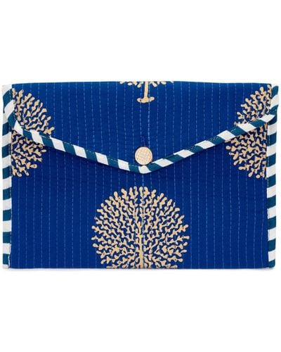 At Last Cotton Clutch Bag In Marrakesh - Blue