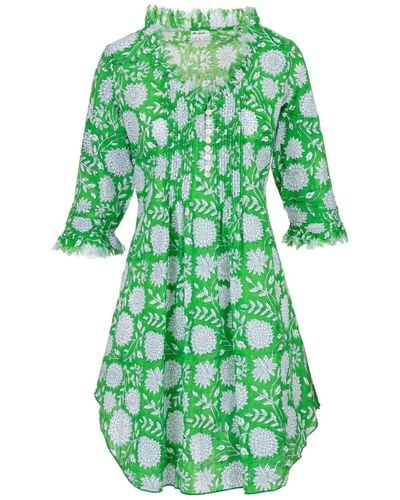 At Last Annabel Cotton Tunic In Flower - Green