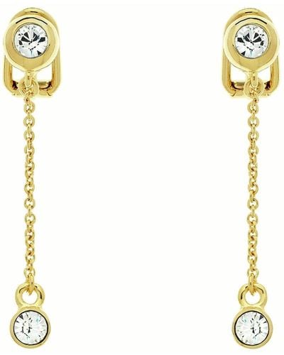 Emma Holland Jewellery Crystal Gold Chain Clip On Earrings - Metallic
