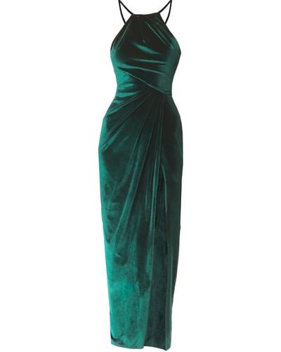 Angelika Jozefczyk Velvet Emerald Drapped Dress Sofia - Green