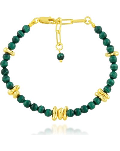 Arvino Vert Beaded Bracelet- Vermeil - Green