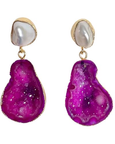 Magpie Rose The Pearl Rocks Pink Earrings - Purple