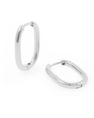 Cote Cache Oval Link huggie Hoop Earrings - Metallic