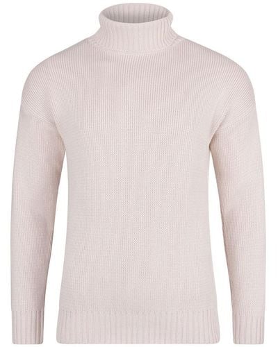 Paul James Knitwear Neutrals S Cotton Submariner Roll Neck Arthur Sweater - Natural