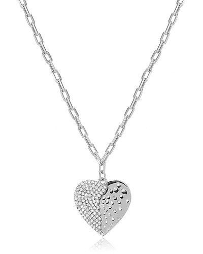 BY EDA DOGAN Engravable Heart Locket Aegis Chain Necklace - Metallic