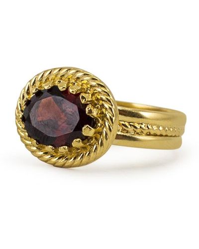 Vintouch Italy Luccichio Garnet Band Ring - Red