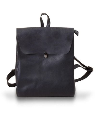 Touri Handmade Genuine Leather Slim Backpack - Blue