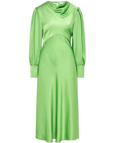 Loom London Sadie Satin Cowl Neck Midi Dress - Green