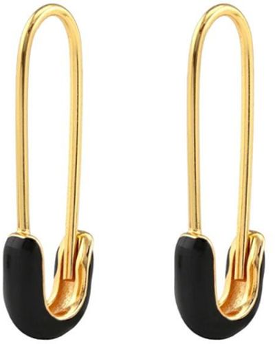 Kris Nations Safety Pin Enamel Hoop Earrings - Metallic