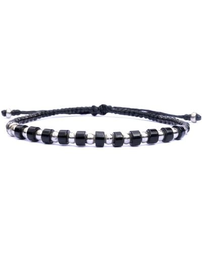 Harbour UK Bracelets Handmade Onyx Stone And Silver Rope Bracelet With Steel Accents - Blue