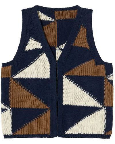 Thinking Mu Recycled Cotton Knitted Robbie Vest - Blue