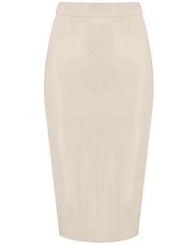 Elissa Poppy Latex Midi Skirt - White