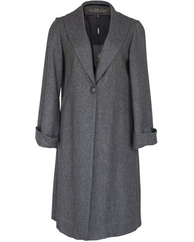 Le Réussi Worsted Flannel Long Jacket In Dark - Gray