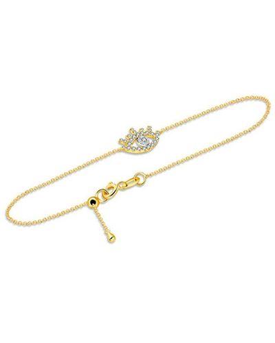 Genevieve Collection 18k Yellow Gold Evil Eye Diamond Bracelet - Metallic