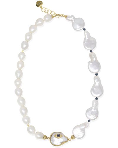 Vintouch Italy The Eye Gold-plated Sapphire & Pearl Statement Necklace - Blue
