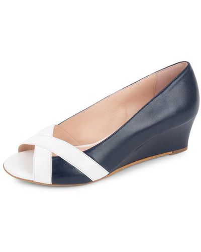 Patricia Green Como Peep Toe Wedge Navy - Blue