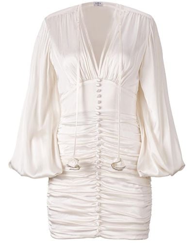 Lita Couture Ruched Mini Dress In - White