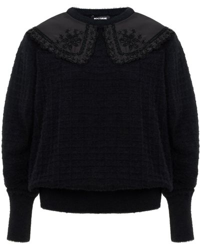 Nocturne Embroidered Sweater - Black