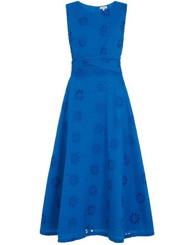 Emily and Fin Roberta Floral Broderie Brilliant Dress - Blue