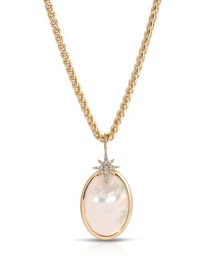 Leeada Jewelry Aurora Pendant Necklace Pearl - Metallic