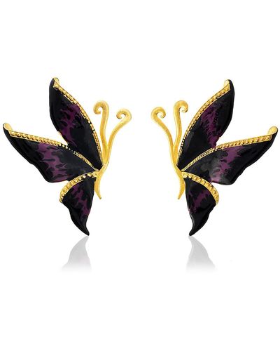 Milou Jewelry & Purple Butterfly Earrings - Black