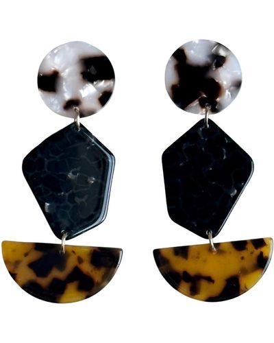 CLOSET REHAB Neutrals / Pendulum Drop Earrings In Now Or Never - Black