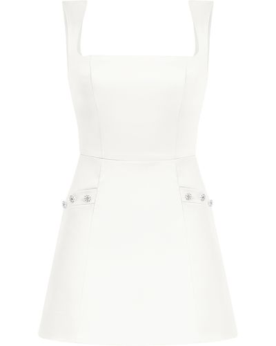 Tia Dorraine Blame Gravity Satin Mini Dress, Pearl - White