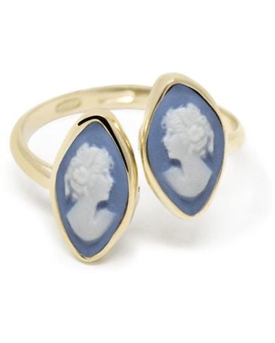 Vintouch Italy Mariana Gold-plated Sky Blue Cameo Ring