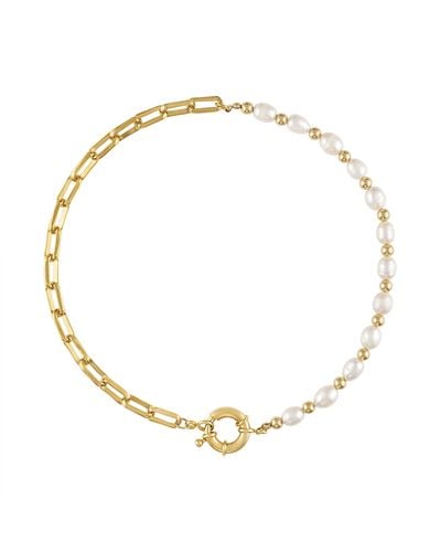 Olivia Le Perla Pearl Beaded Chain Necklace - Metallic