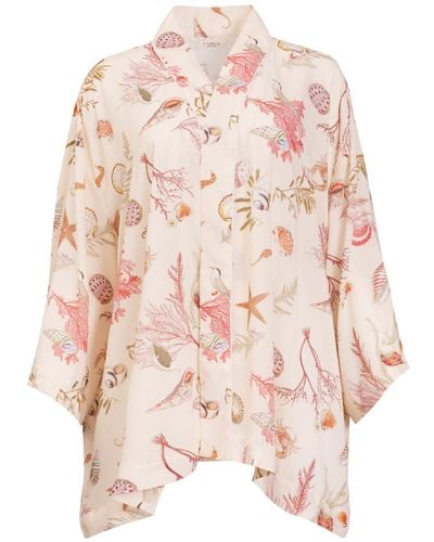 Fable England Neutrals Fable Whispering Sands Lotus Short Kimono - Pink