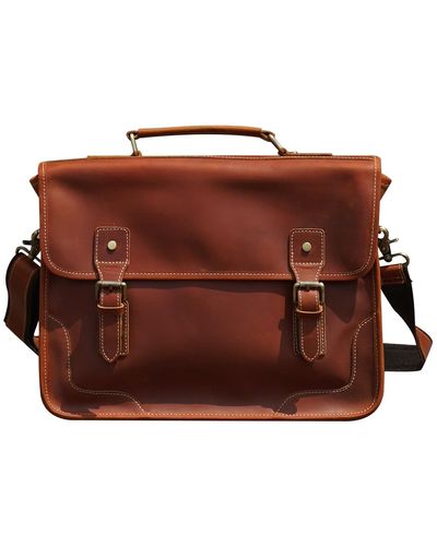 Touri Genuine Leather Messenger With Stitched Detail - Brown