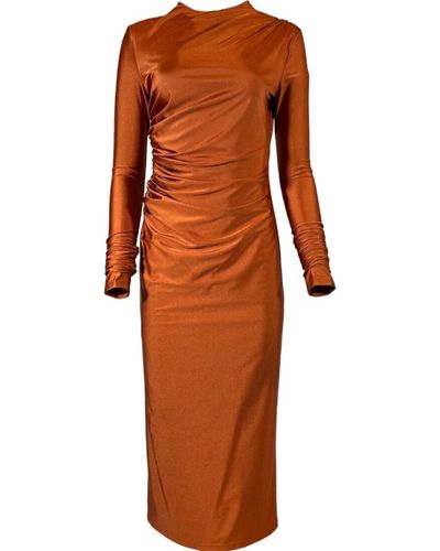 Undra Celeste New York Neutrals Double Ruched Dress - Brown