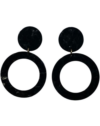 CLOSET REHAB Open Circle Drop Earrings In - Black