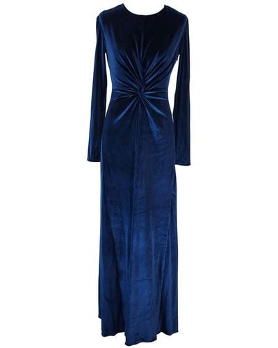 Jennafer Grace Royal Velvet Knot Dress - Blue