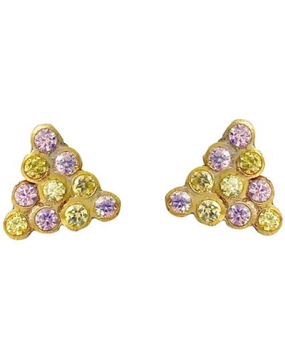 Lily Flo Jewellery Lounge Lover Yellow And Pink Sapphire Stud Earrings