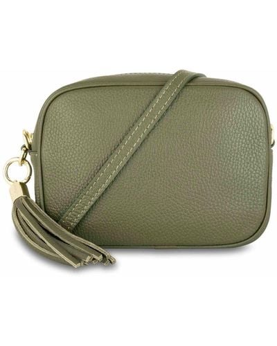 Apatchy London The Tassel Olive Leather Crossbody Bag - Green