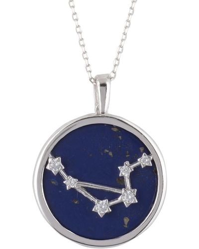 LÁTELITA London Zodiac Lapis Lazuli Gemstone Star Constellation Pendant Necklace Silver Libra - Multicolor