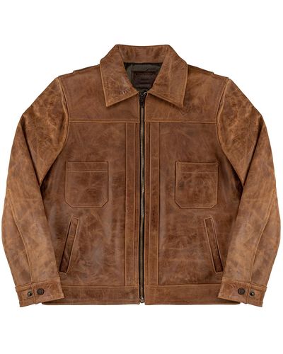Lastwolf Yellowstone Work Leather Jacket - Brown