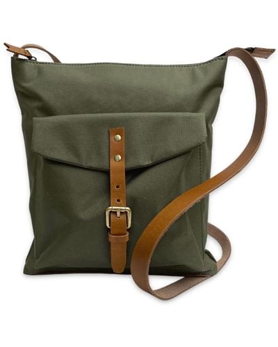 VIDA VIDA Nylon & Leather Messenger Bag - Green