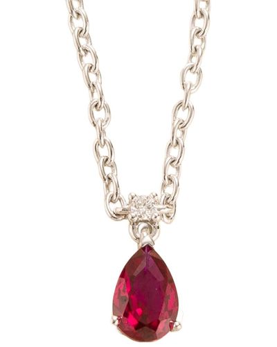 Juvetti Ori Small White Gold Pendant Necklace In Ruby & Diamond - Red