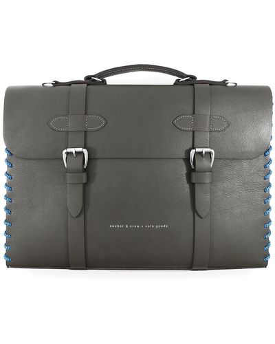 Anchor and Crew Falcon Rufford Leather & Rope Briefcase Small - Black