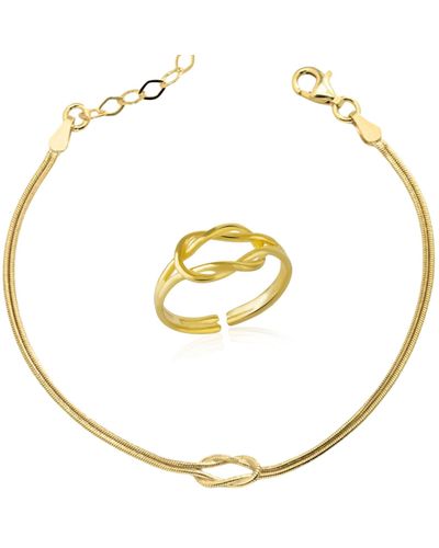 Spero London Knot Bracelet & Ring Set In Sterling Silver - Metallic