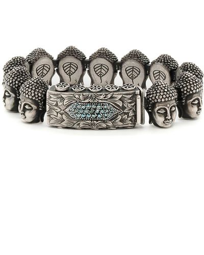 Ebru Jewelry Unique Silver And Diamond Buddha Peace Bracelet-silver - Brown