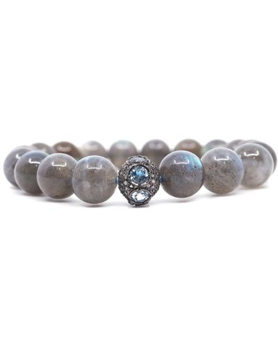 Shar Oke Labradorite & Aquamarine Beaded Bracelet - Metallic