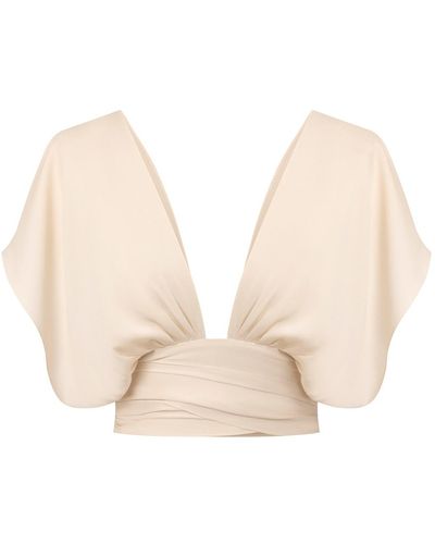 Lily Phellera Amber Wrap Top In Angel Breath - Natural