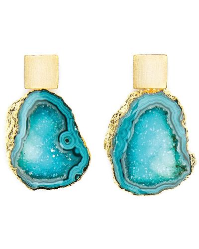 Magpie Rose Aquamarine Rocks In The Sky Green Earrings - Multicolour