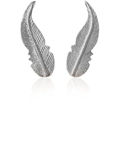 Sophie Simone Designs Earrings Feather - Metallic